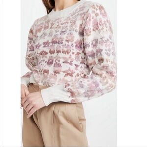 $395 LoveShackFancy Kirsten Wool/Alpaca Printed Pullover Ribbed Sweater size M
